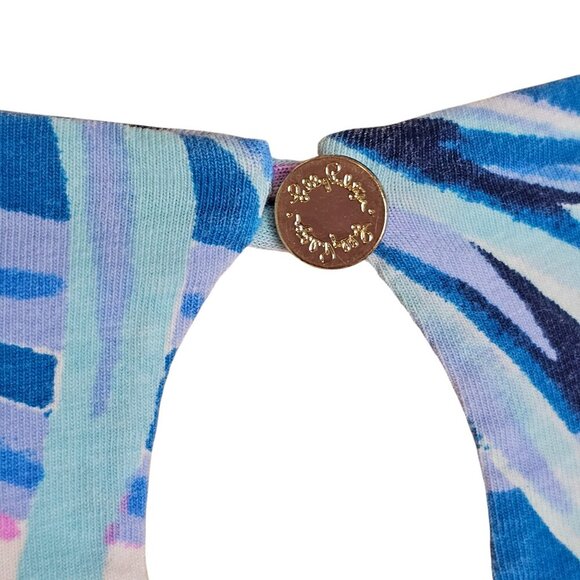 Lily Pulitzer Waverly Top Pink Blue Floral 3/4 Sleeve Sz M - Picture 6 of 7